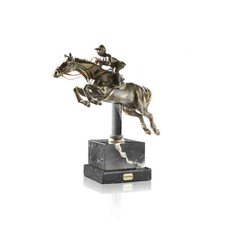 Soher Bronze Figure Horse and Jockey Jumping Spanish Handmade in Spain