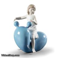 Lladro My Seesaw Balloon Girl Figurine Blue 01009368