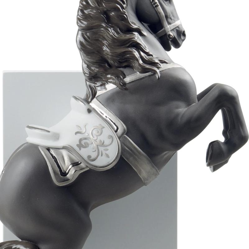 Lladro Horse on Courbette Figurine. Silver Lustre 01008721