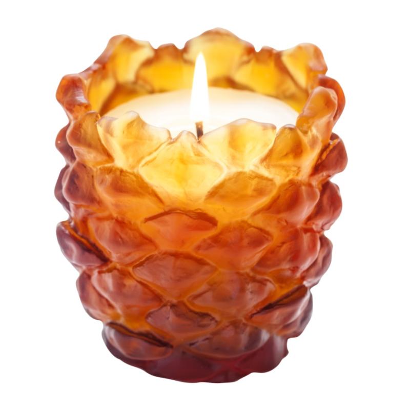 Daum pine cone scented candle holder