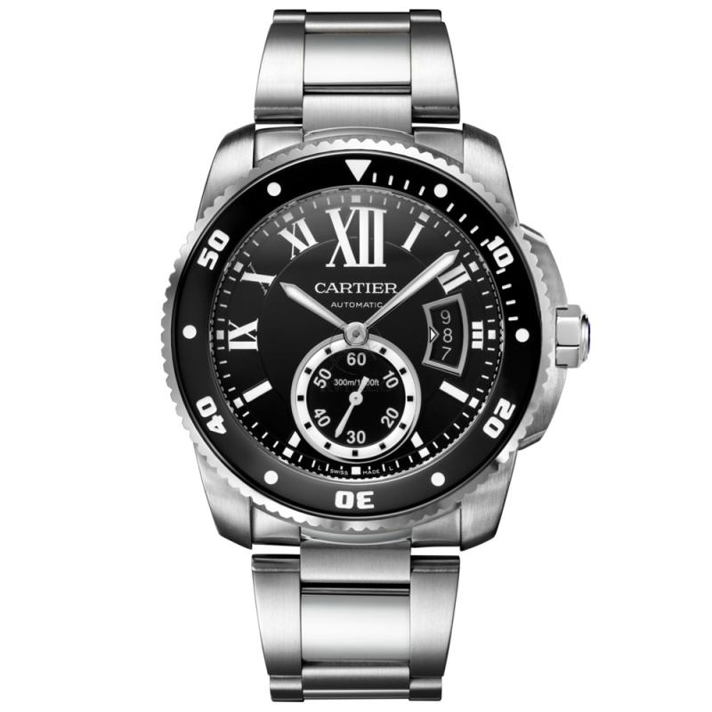 Cartier Calibre de Cartier Stainless Steel Divers Watch Black Dial W7100057