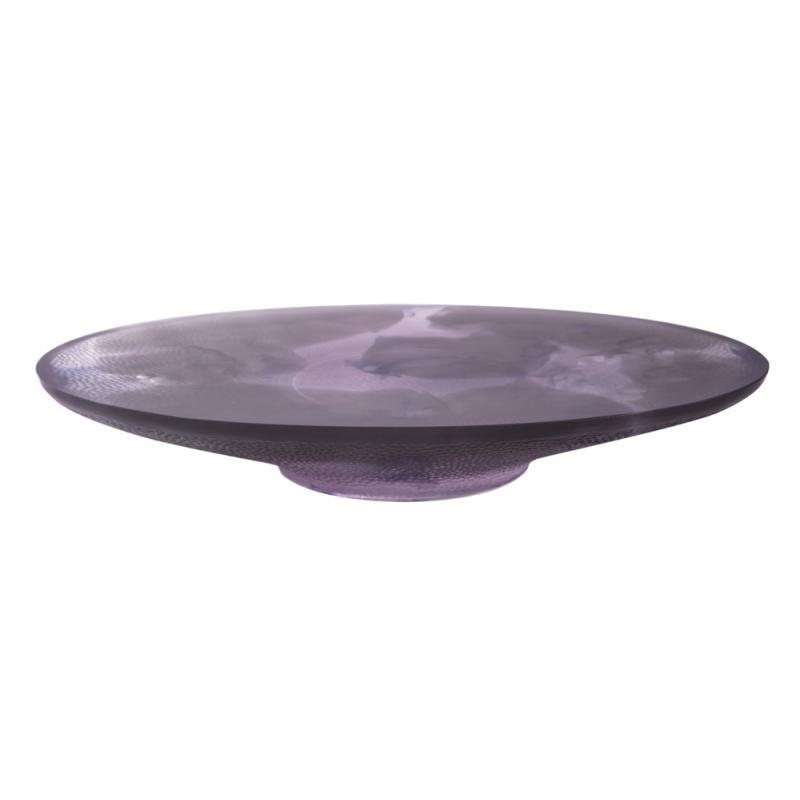 Daum Large grey & purple Fantasy Garden oval bowl