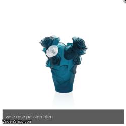 Daum Rose Passion Blue Vase White Flower 05287-7