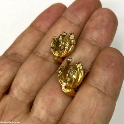 Champagne Diamonds, 6.69Ct Rutilated Quartz, 18 Karat Yellow Gold.  E0061-1/1