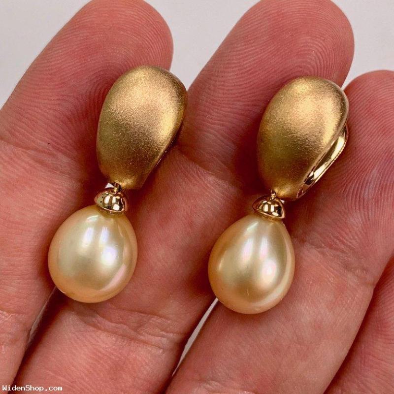 Golden South Sea Pearl Diamonds Drop Earrings Very comfortable earrings. E0216-0/5