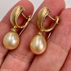 Golden South Sea Pearl Diamonds Drop Earrings Very comfortable earrings. E0216-0/5