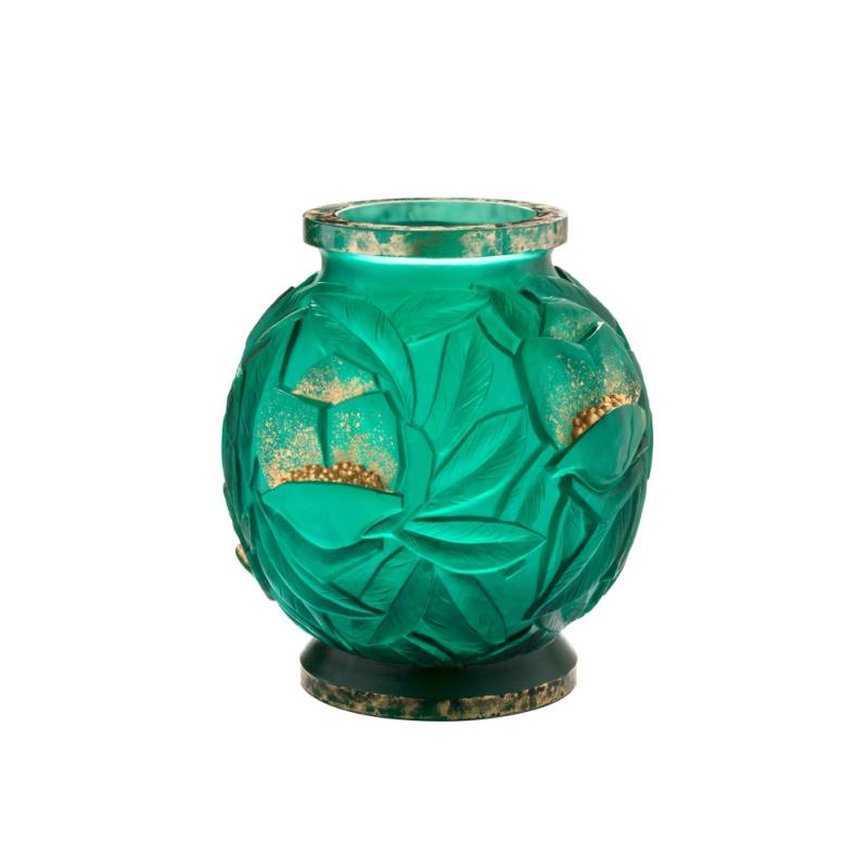 Daum Green Large Vase Empreinte 175ex
