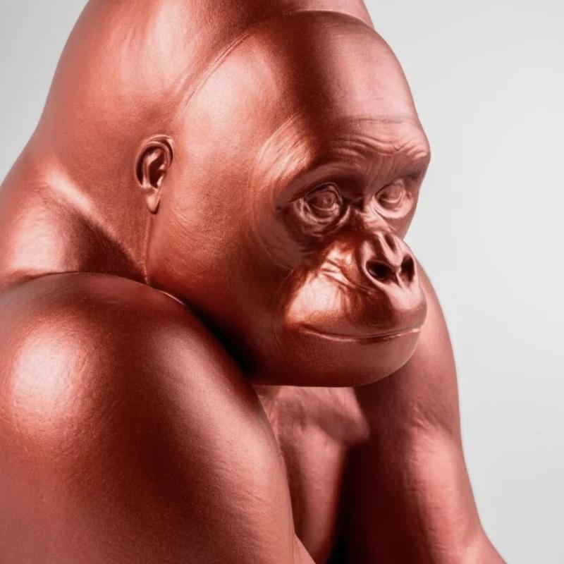 Lladro Gorilla Sculpture. Metallic red. Limited Edition 01009747