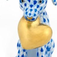 Herend Figurine Puppy Dog Love Sapphire Fishnet