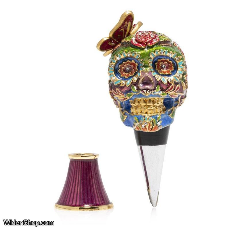 Jay Strongwater Calavera Skull Wine Stopper and Stand SDH6646-289
