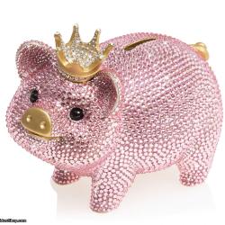 Jay Strongwater  Gatsby Pavé Piggy Bank With Crown SDH6653-206