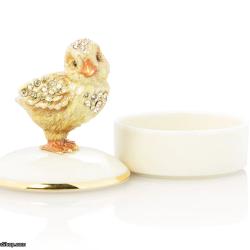 Jay Strongwater Sawyer Chick Round Porcelain Box SDH7390-280
