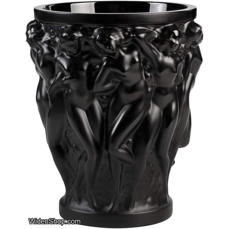 Lalique Crystal Black Bacchantes Vase Small