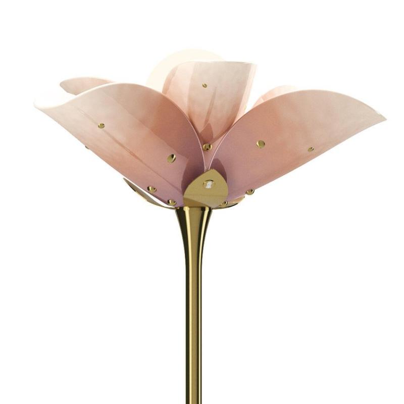 Lladro Blossom Floor Lamp. Pink and Golden Luster. (CE) 01024124