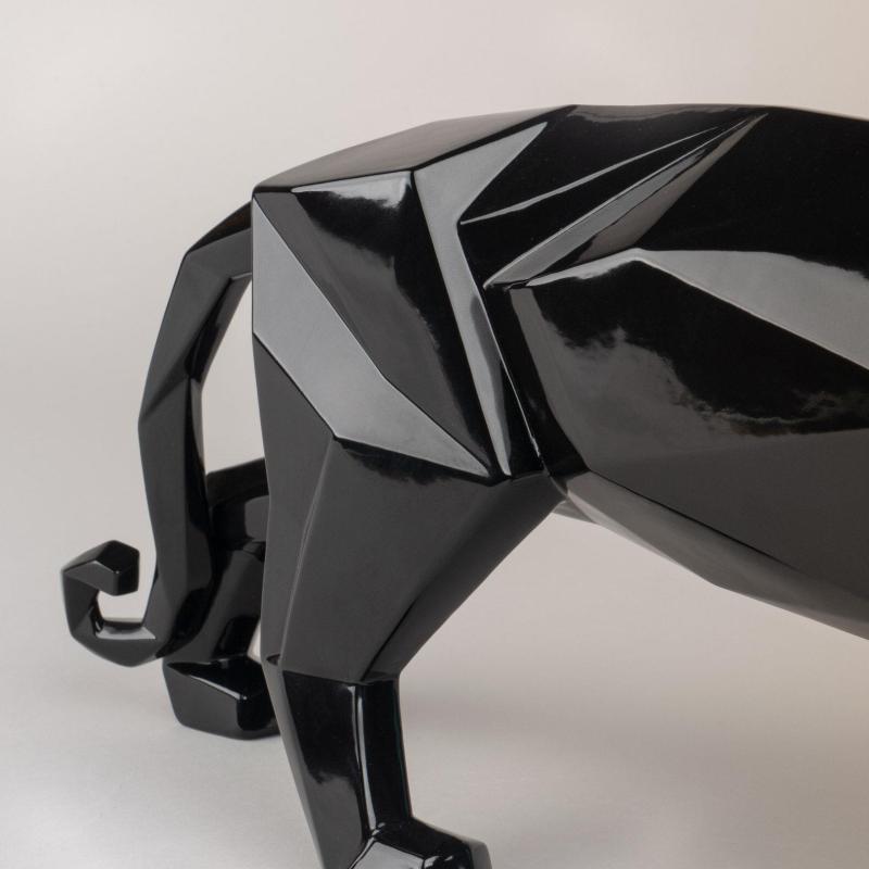 Lladro Panther Figurine Glazed Black 01009496