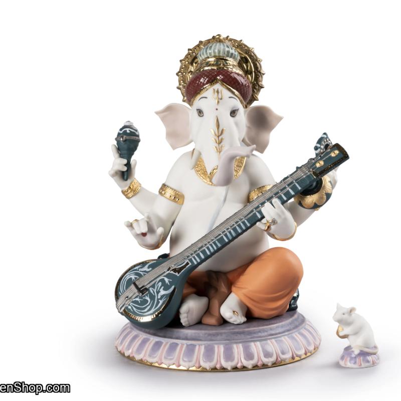 Lladro Veena Ganesha Figurine. Limited Edition 01007181