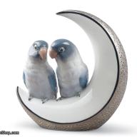 Lladro Fly Me to The Moon Birds Figurine. Silver Lustre 01008789
