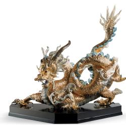 Lladro Great Dragon Sculpture Limited Edition Golden Lustre 01001973