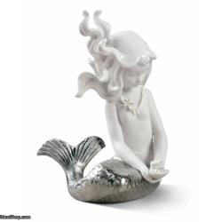Lladro Mirage Mermaid Figurine. Silver Lustre 01009089