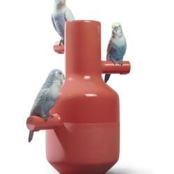 Lladro Parrot Parade Vase. Coral 01007846