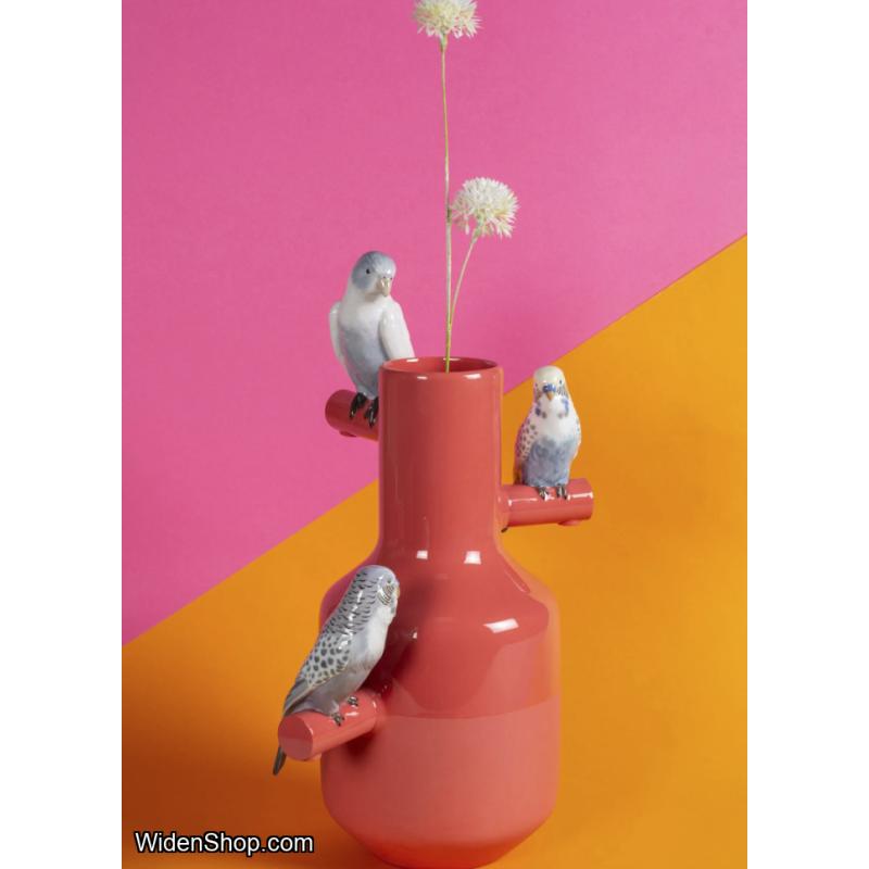 Lladro Parrot Parade Vase. Coral 01007846