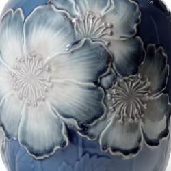 Lladro Poppy Flowers Tall Vase. Blue. Limited Edition 01008649