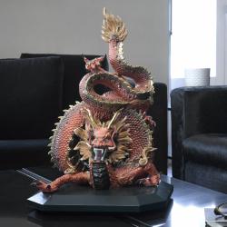 Protective Dragon Sculpture. Golden Luster and Red Limited Edition 01002006
