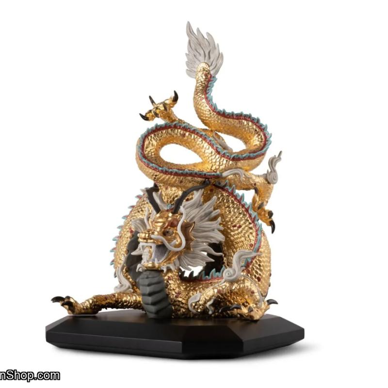 Lladro Protective Dragon Sculpture. Gold. Special Edition. Limited Edition 01002032