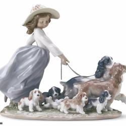 Lladro Puppy Parade Girl with Dogs Figurine 01006784