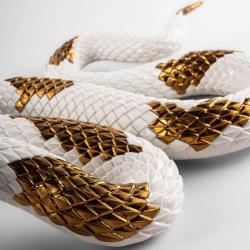 Lladro Snake Sculpture.White-copper 01009683