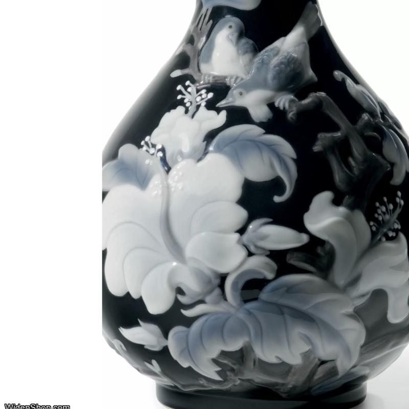 Lladro Sparrows Vase Black 01008726