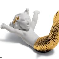 Lladro Waking up at Sea Mermaid Figurine. Golden Lustre 01008561