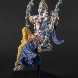 Radha Krishna on a Swing Sculpture. Limited Edition Lladro 01002036