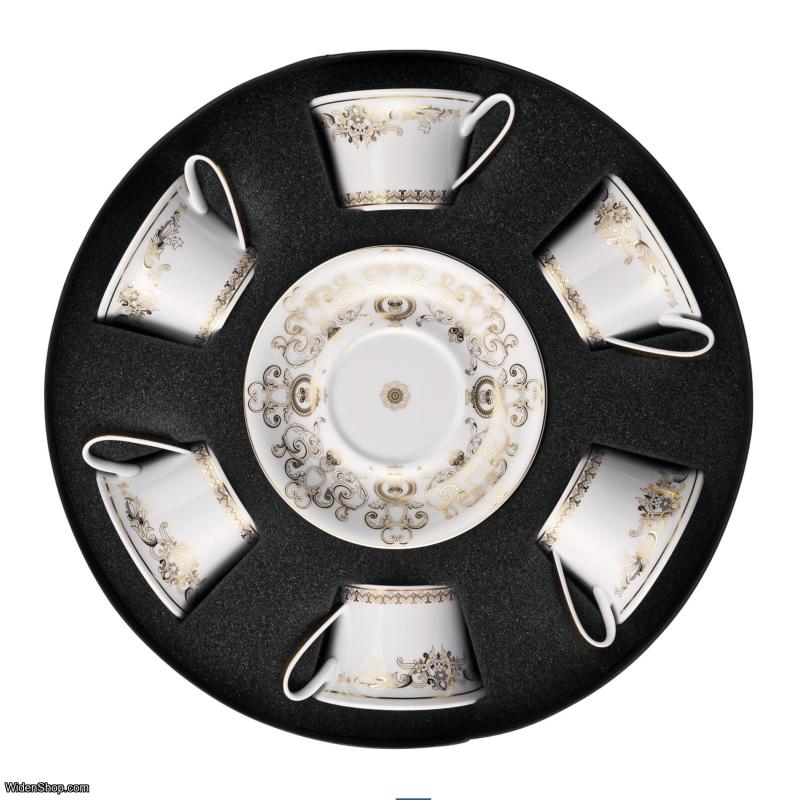 VERSACE MEDUSA GALA GOLD Set with 6 tea cups saucers SKU: 19325-403636-29253