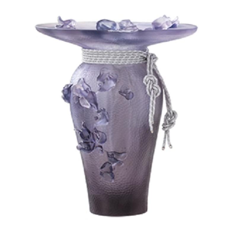 Daum Grey & purple Fantasy Garden magnum vase  50 EX