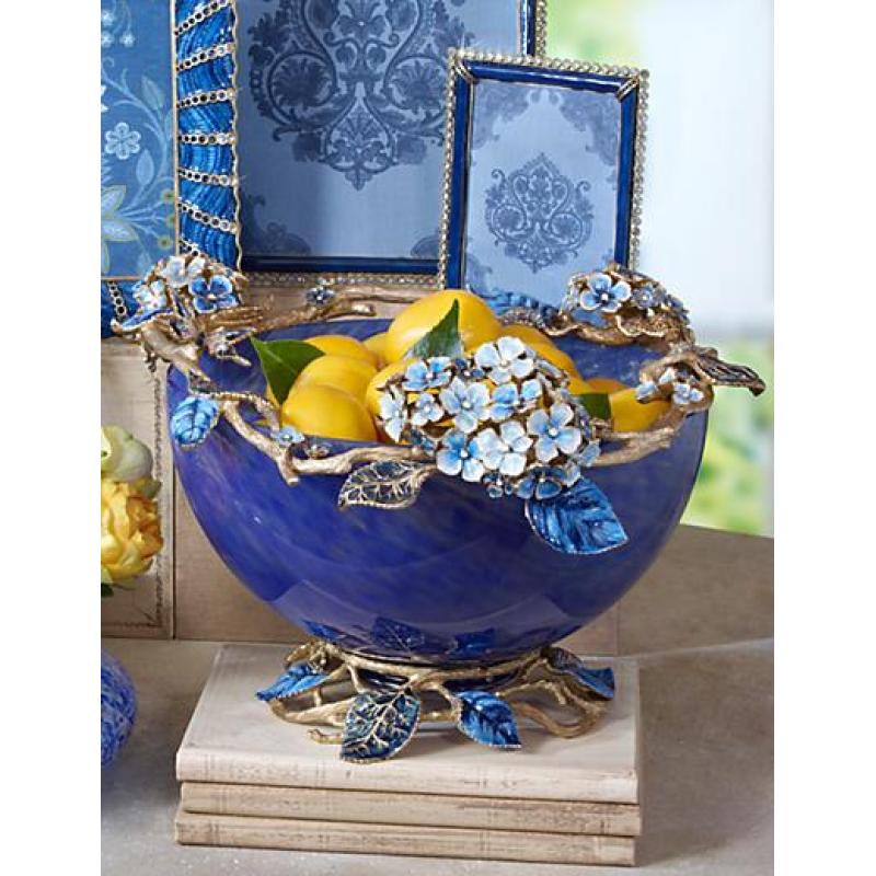 Jay Strongwater  Sophie Hydrangea Blue Glass Bowl SDH2307-284
