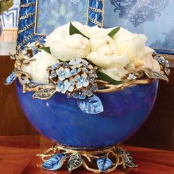 Jay Strongwater  Sophie Hydrangea Blue Glass Bowl SDH2307-284