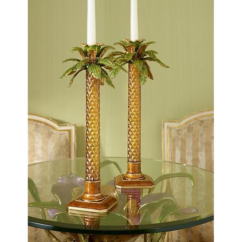 Jay Strongwater Kiana Palm Leaf Jeweled Glass Candlestick Bouquet SDH2457-289