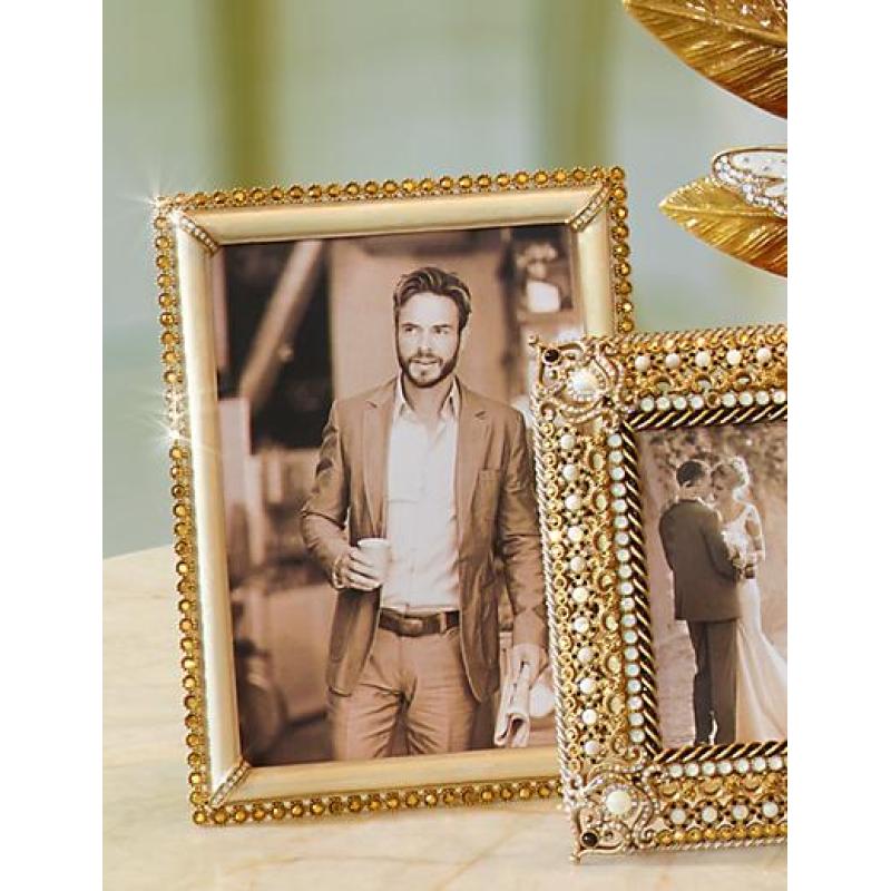 Jay Strongwater Lucas Stone Edge 5" x 7" Frame - Gold