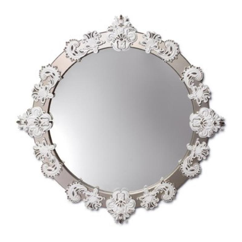 Lladro Round Large Wall Mirror. Silver Lustre and White. Limited Edition 01007793