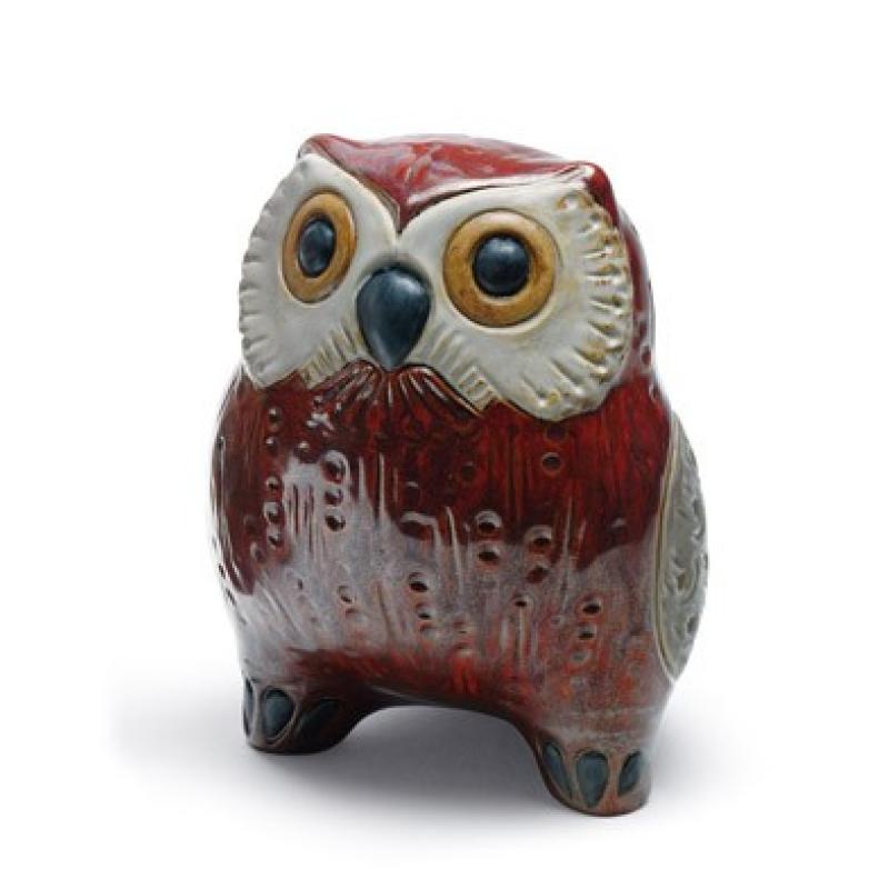 Lladro Owl Figurine. Red 01012535