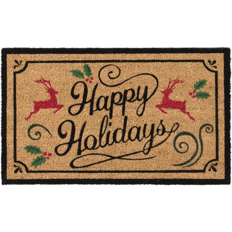 Holiday Time Happy Holidays Coir Doormat, 18" x 30"