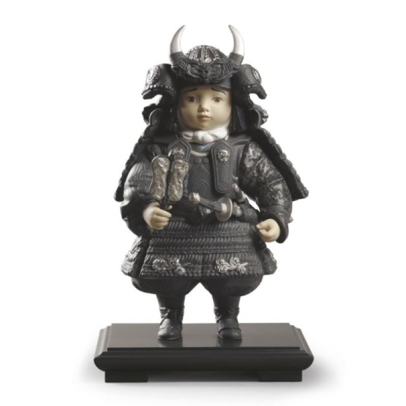 Lladro Warrior Boy Figurine. Silver Lustre. Limited Edition 01013047