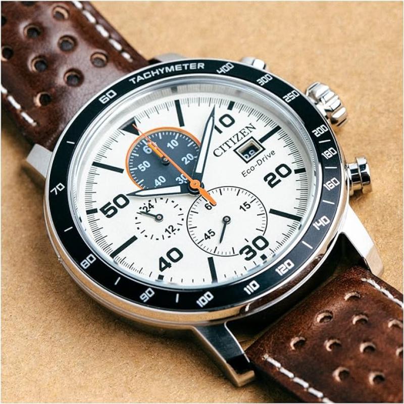 Citizen Mens Eco-Drive Sport Casual Brycen Weekender Chronograph Watch 12/24 Hour Time Date Tachymeter Luminous Hands