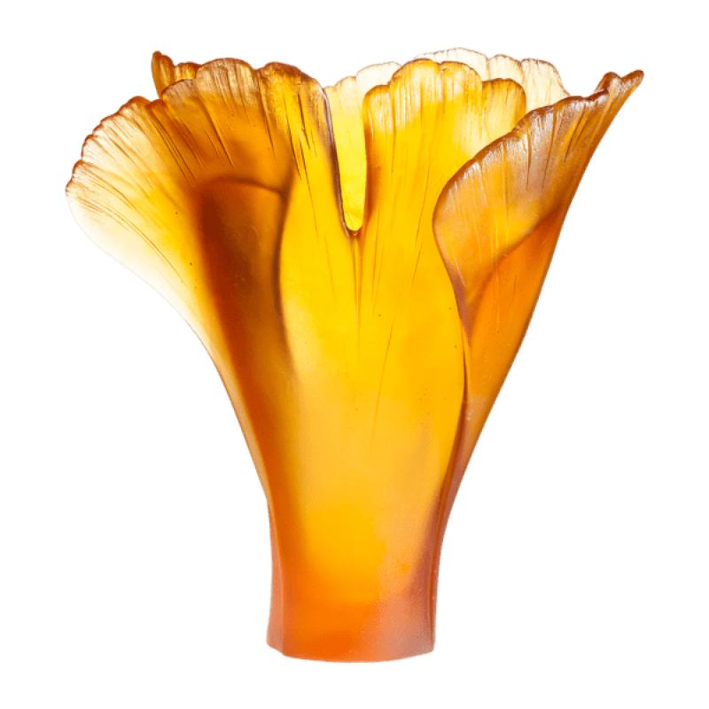 Daum Large Vase Ginkgo Orange SKU: 03409-3