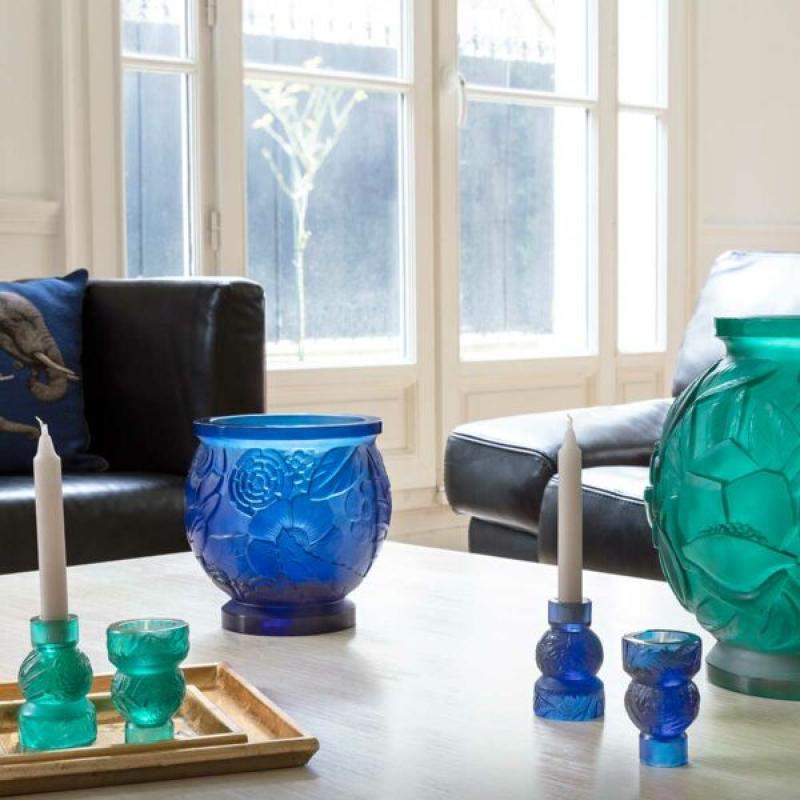 Daum Medium Blue Vase Empreinte SKU: 5588