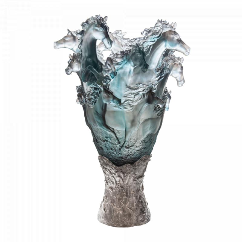 Daum Vase Prestige Bleu Gris Cavalcade 50ex SKU: 05586-3