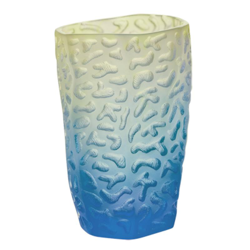 DAUM Small Blue Yellow Vase 05475-1