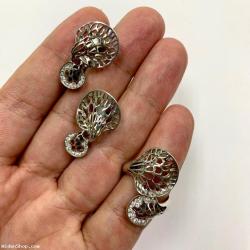 Diamonds 18 Karat White Gold Tree Mushroom Ring and Earrings Set R0092-10/1 , E0092-10/1